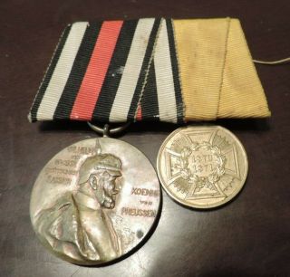 Wwi German 2 Medal Bar / Ribbon Set Kaiser Wilhelm Hindenburg Prussian