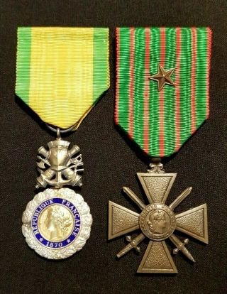 Ww1 Set French Military Medal Valor Discipline And War Cross 1914 1918