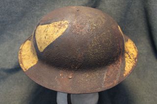 Rare WW1 U.  S.  Army Field Camo Painted Combat Helmet w/Liner & Strap 2