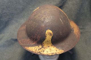 Rare WW1 U.  S.  Army Field Camo Painted Combat Helmet w/Liner & Strap 3
