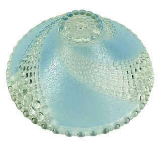 Vintage Art Deco Glass Lampshade Or Ceiling Light Cover Blue Swirl Hobnail Dots
