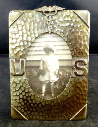 Ww1 Us Army Military Medical Picture Photograph Frame Infantry Brass