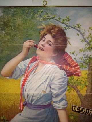 1906 Deering litho Calendar Cherry lady Harvesters binders full calendar 20 