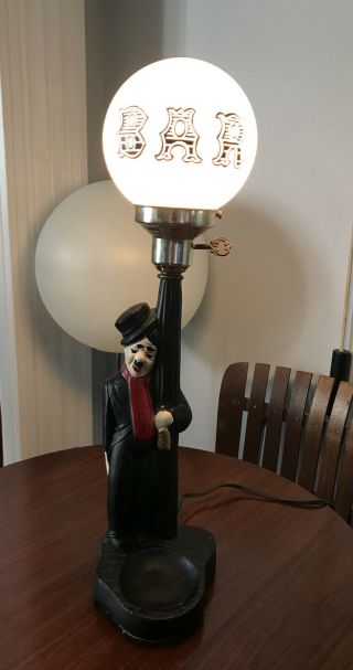 Vintage Charlie Chaplin Drunk Hobo Bar Lamp 22” Chalkware Mcm