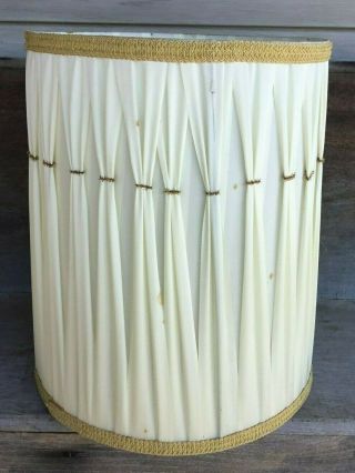 1970s Mid Century Lamp Shade Pinch Pleat Hollywood Regency Drum Lamp Shade