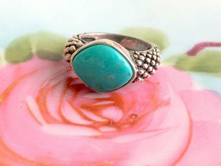 Vintage 925 Sterling Silver Turquoise Colored Stone Modernist Style Sz 5