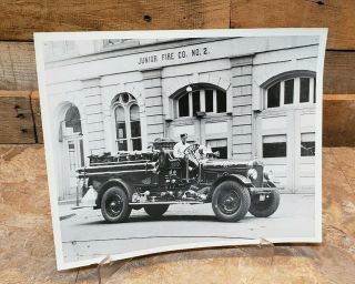 Vintage B&w Photo Reading Pa American 1928 Seagrave Fire Engine Truck
