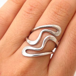Vtg Mexico Signed 925 Sterling Silver Modernist Design Ring Size 6