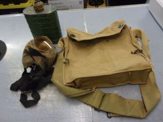 Vintage Wwi Era Aef Us Army Gas Mask Complete With Canvas Carry Bag