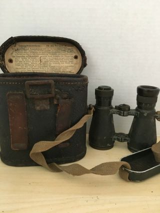 German Fernglas 08 Binoculars With Case Ww1