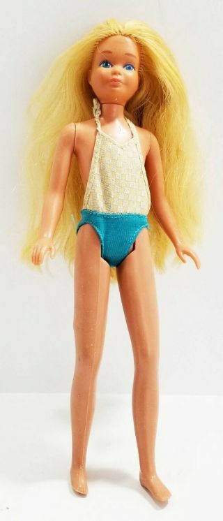 Vintage Sun Tan Barbie Malibu Skipper In Bathing Suit 1967 Mattel