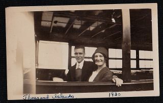Vintage Antique Photograph Man & Woman Sitting On Boat Thousand Islands 1930