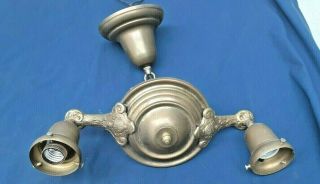 Vintage Art Deco Brass Pan 2 Light Chandelier Ceiling Light Pendant Lamp Parts