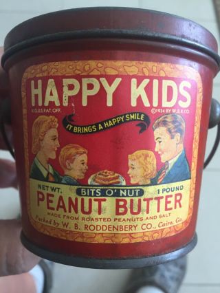 Vintage Peanut Butter Advertising Tin Roddenbery Co Cairo Ga Happy Kids
