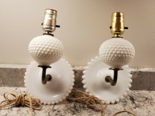 Vintage Wall Sconces Lights Lamps White Milk Glass And Hobnail