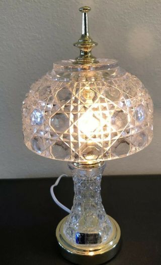 Vintage Crystal Clear Industries 24 Lead Crystal 12 " Table Lamp Made In Hungary