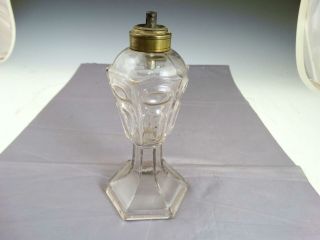 Antique American Blown Molded Glass Whale Oil Lamp With Burner