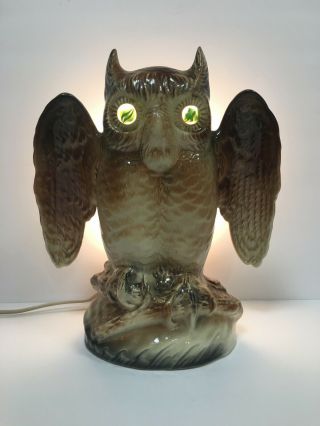 Vintage Owl Lamp Table Texans Inc Bangs Texas Euc Light Up Eyes Hooty Decorative