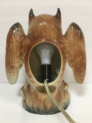 Vintage Owl Lamp Table Texans Inc Bangs Texas EUC Light up eyes Hooty Decorative 3