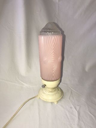 Vintage Pink Glass Torpedo Lamp Art Deco Skyscraper Bullet