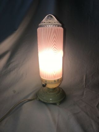 Vintage Pink Glass Torpedo Lamp Art Deco Skyscraper Bullet 2