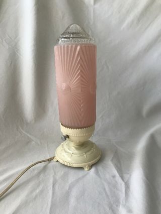 Vintage Pink Glass Torpedo Lamp Art Deco Skyscraper Bullet 3