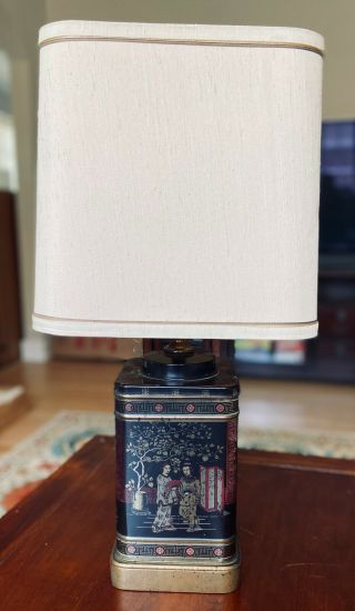 Frederick Cooper Tea Canister Lamp W/original Shade,  Finial And Harp