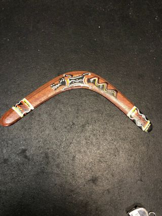 Hand Painted Australian Aboriginal Boomerang 16” Hand Painted Murra Wolka