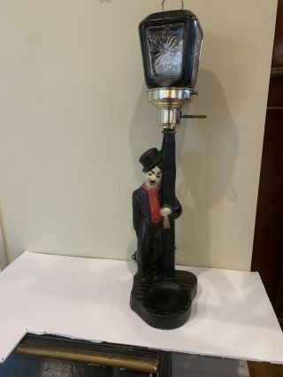 Vintage Charlie Chaplin Drunk Hobo Chalkware Lamp Post Bar Light 23 "