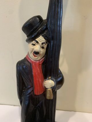 Vintage Charlie Chaplin Drunk Hobo Chalkware Lamp Post Bar Light 23 