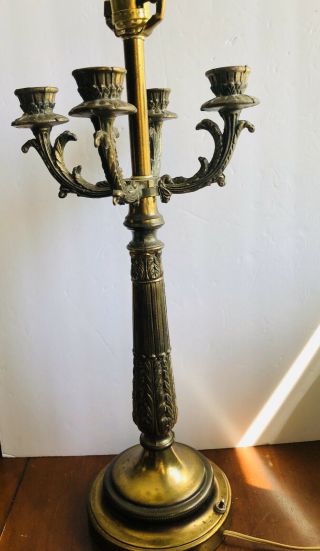 Vintage Mid Century Hollywood Regency Cast Metal Candelabra Lamp / Light