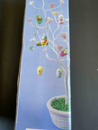 Vintage 18” Easter Tree 12 Wooden Wood Painted Ornaments Home Decor Centerpiece