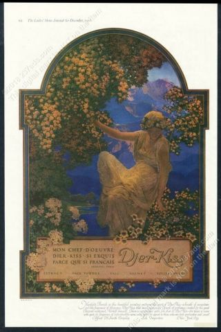 1916 Maxfield Parrish Woman On Swing Art Djer Kiss Perfume Vintage Print Ad