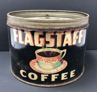 Vintage Flagstaff Coffee Can Tin No Lid Collectible Advertising