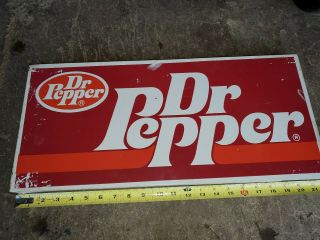 22” X 10” Vintage 70s Dr Pepper Metal Store Sign Display Advertisement