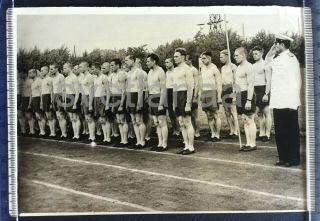 957 Athletes Parade Sport Soviet Army Handsome Men Muscle Physique Gay Vtg Photo