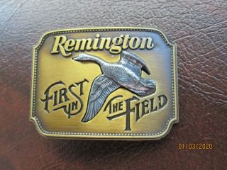 Vintage Remington First In The Field Canada Goose Belt Buckle 1980 Bronze Color