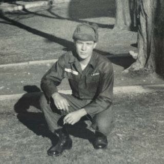 Vintage Photo 1962 Us Army Military Solider Posed Outside February