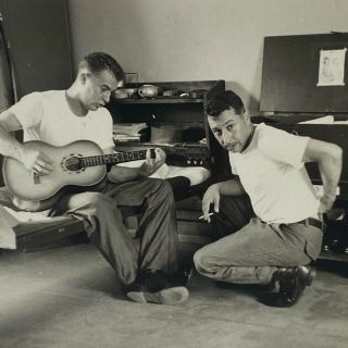 Vintage Photo Us Army Military Men Playing Music Jamming Barracks 1960s