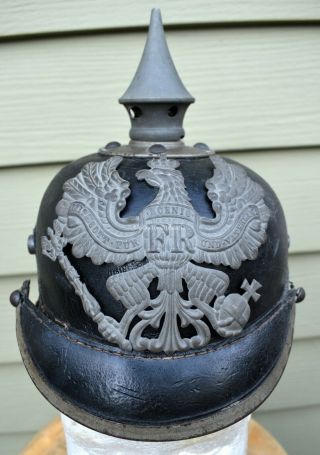 Wwi German Prussian Pickelhaube Spiked Helmet No Cockade Or Strap