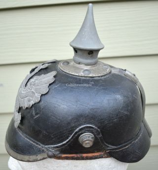 WWI German Prussian Pickelhaube Spiked Helmet No Cockade Or Strap 2