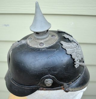 WWI German Prussian Pickelhaube Spiked Helmet No Cockade Or Strap 3
