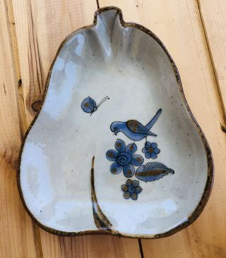 Ken Edwards El Palomar Tonala Blue Bird Pear Shape Dish 10” Mexico