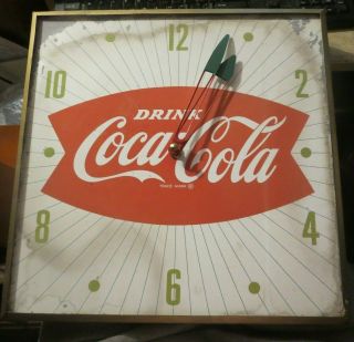 Vintage Pam Clock Co Advertising Coca Cola 15 " Square Clock