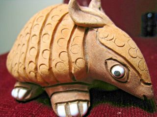 Vintage Casals Peru Hand Made Pottery Clay Armadillo Figurine
