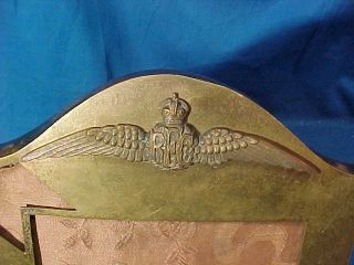 Orig WWI ROYAL FLYING CORPS Great Britian BRASS PICTURE FRAME w WINGS Logo 2