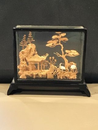 Vintage Carved Cork Diorama Art Made In The People’s Republic Of China