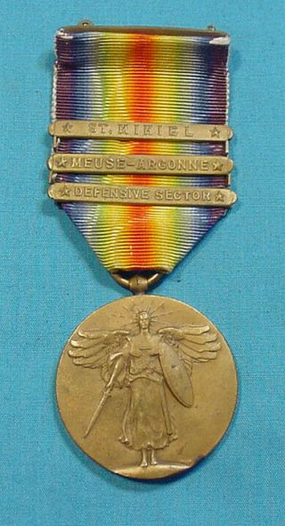 Wwi Us Victory Medal With 3 Bars