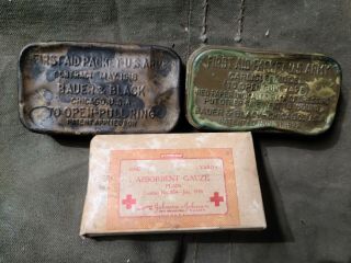 Ww1 Us Army Carlisle Bandage First Aid Packet & Gauze 1918 Medic Medical Wwi