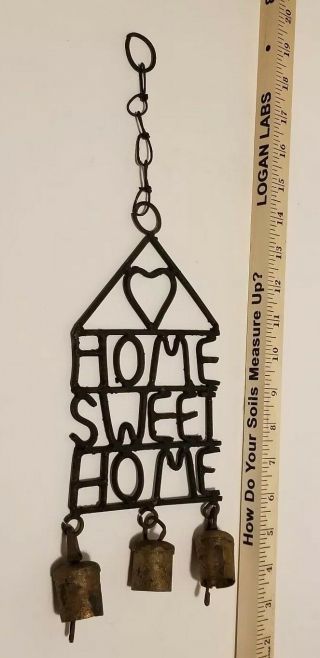 Vintage Cast Iron Home Sweet Home Sign W/ Bells